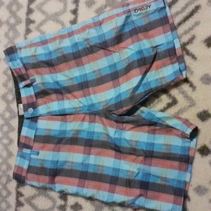 Oakley mens shorts ,34 ,blue,red stripes